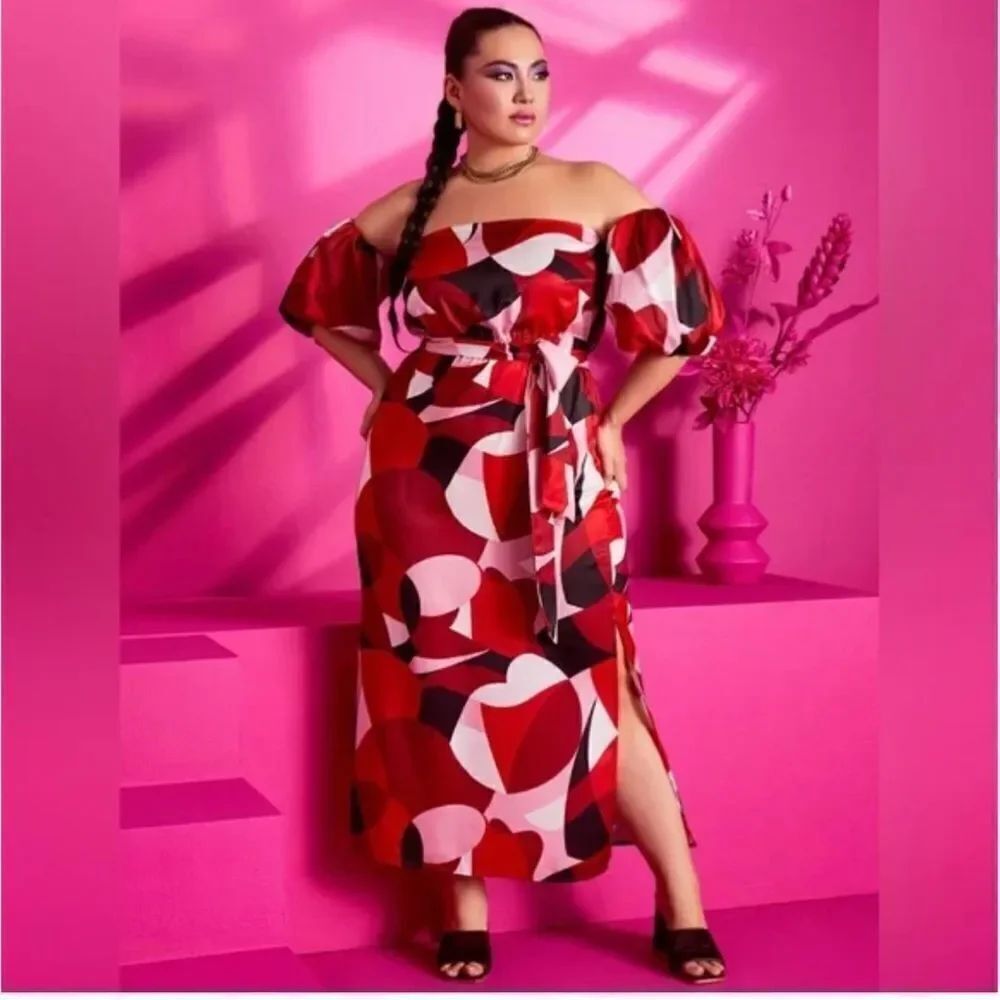 Eloquii Printed Off the Shoulder dress